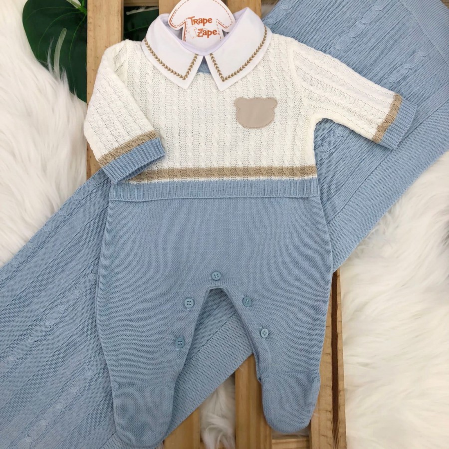 saída de Maternidade Anthony - Azul Bebe e Areia saída de Maternidade Anthony - Azul Bebe e Areia